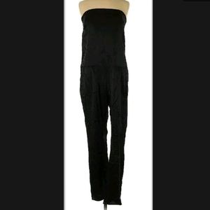 NEW Michelle Mason Black Silk Strapless Jumpsuit Drop Waist Formal Sz 6